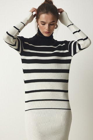 Vestido jersey - Negro y crudo