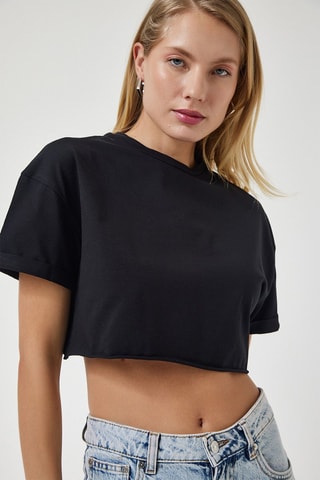 Camiseta cropped - Negro