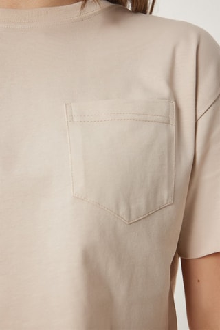 Camiseta cropped - Beige