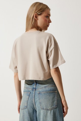 Camiseta cropped - Beige