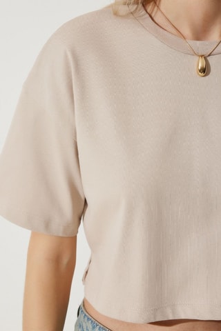 Camiseta cropped - Beige