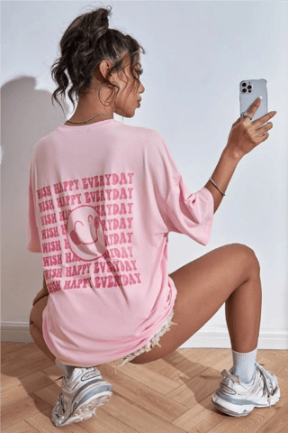 Camiseta oversize - Rosa