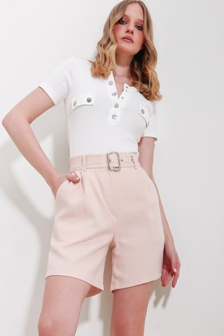 Short de tiro alto - Rosa empolvado