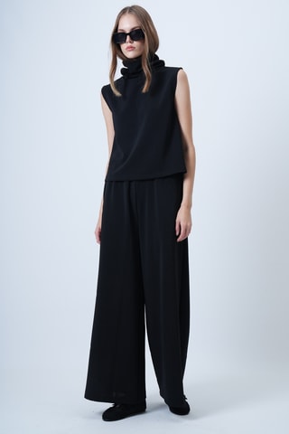 Top y pantalón wide leg - Negro