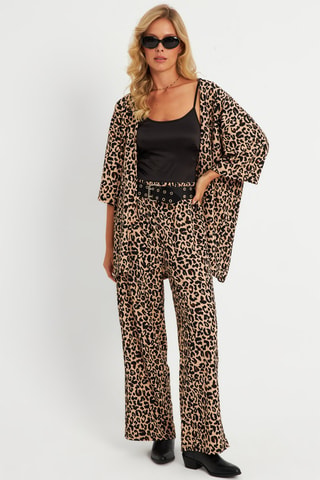 Chaqueta y pantalón de tiro alto - Camel y negro
