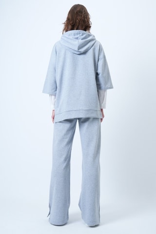 Sudadera con capucha y pantalón wide leg - Gris claro jaspeado