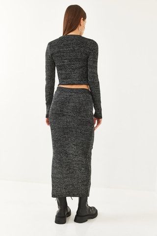 Crop top y falda de tubo - Antracita jaspeado