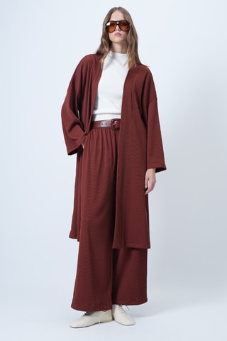 Chaleco largo y pantalón - Marrón