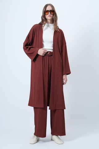 Chaleco largo y pantalón - Marrón