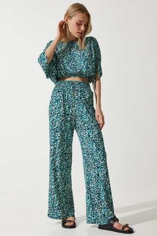 Crop top y pantalón de tiro alto - Verde