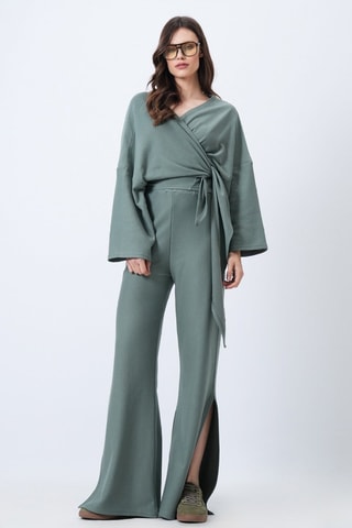 Crop top y pantalón de tiro alto - Verde agua