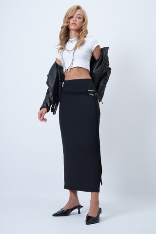 Falda de tubo de talle alto - Negro