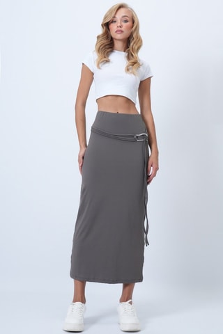 Falda de tubo de talle alto - Gris