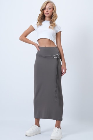 Falda de tubo de talle alto - Gris