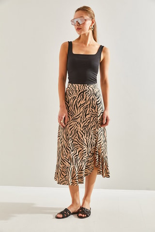 Falda midi - Beige
