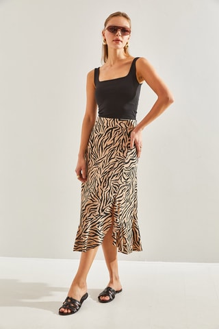 Falda midi - Beige