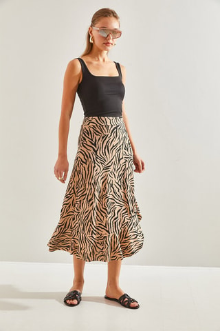 Falda midi - Beige