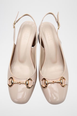 Zapatos con brillo de tacón - Beige