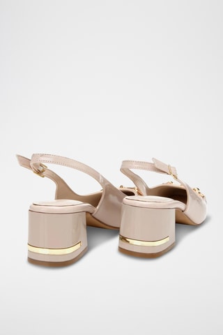 Zapatos con brillo de tacón - Beige