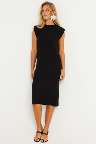 Vestido midi sin mangas - Negro