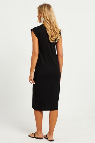 Vestido midi sin mangas - Negro