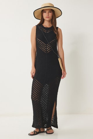 Vestido largo sin mangas - Negro