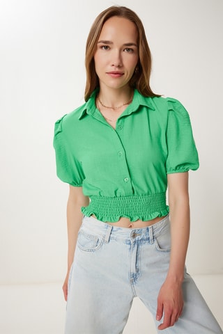 Crop top de lino - Verde