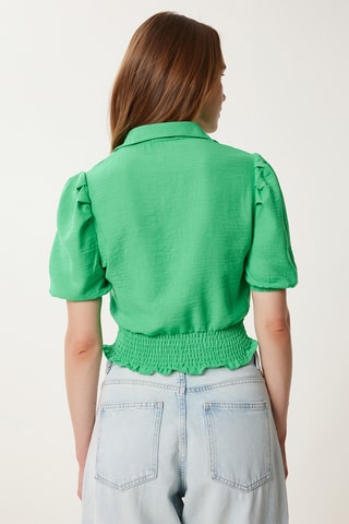 Crop top de lino - Verde