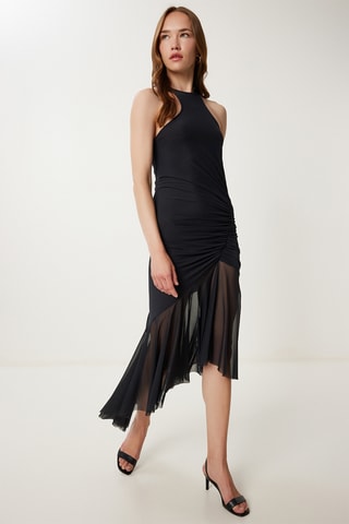 Vestido midi sin mangas - Negro