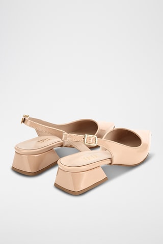 Zapatos con brillo de tacón - Beige