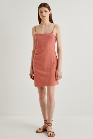 Vestido de lino sin mangas - Salmón