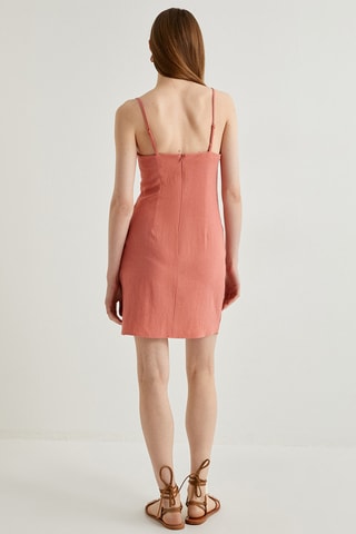 Vestido de lino sin mangas - Salmón