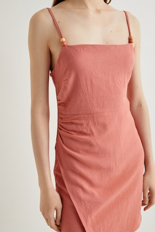 Vestido de lino sin mangas - Salmón