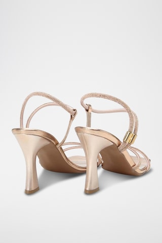 Sandalias con brillo de tacón - Dorado