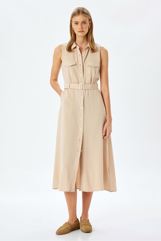 Vestido camisero sin mangas - Crudo