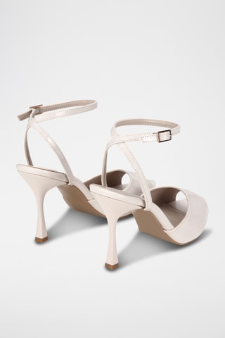 Sandalias con brillo de tacón - Beige