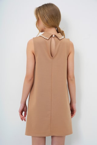 Vestido trapecio sin mangas - Camel