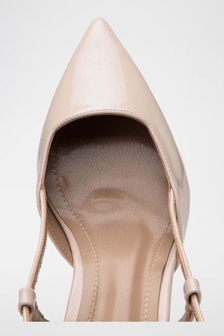 Zapatos con brillo de tacón - Beige