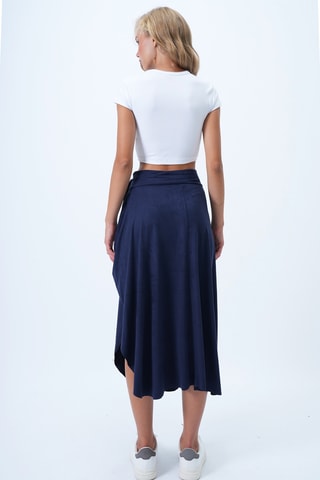 Falda cruzada midi de talle alto - Azul marino