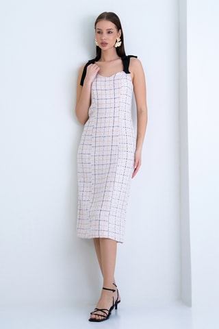 Vestido midi sin mangas - Blanco