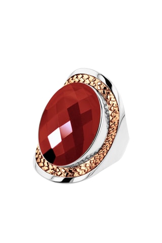 Anillo - Bronce plateado, bronce rosa dorado y ónice