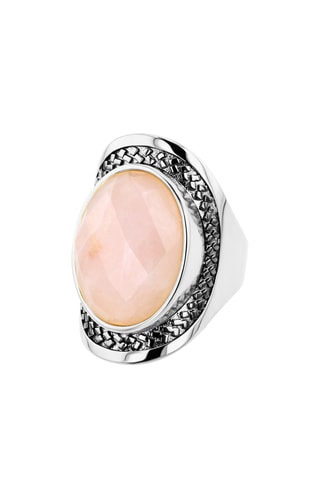 Anillo - Bronce plateado, bronce negro y cuarzo