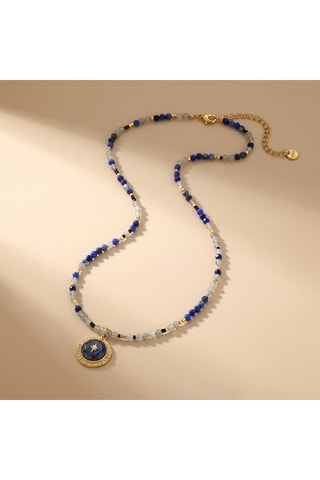 Collar - Lapislázuli, labradoritas y perlas japonesas