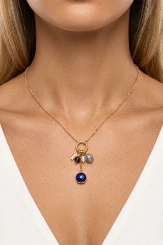 Collar - Lapislázuli, pirita, labradoritas y perlas cultivadas de agua dulce