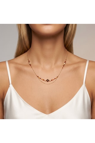 Collar - Rodonitas, cuarzo, jaspes, perlas japonesas y perlas cultivadas de agua dulce