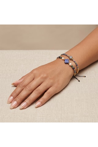 Pulsera - Lapislázuli, labradoritas, perlas japonesas y perlas cultivadas de agua dulce