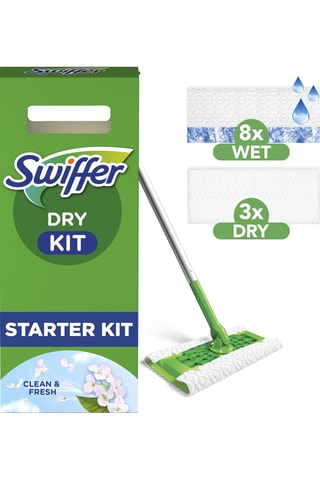 Balai dépoussiérant Swiffer avec lingettes - Clean & Fresh - 11 lingettes