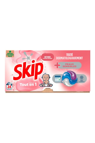 3 x Lessive capsules Tout-en-1 Skip Peaux Sensibles - 24 lavages