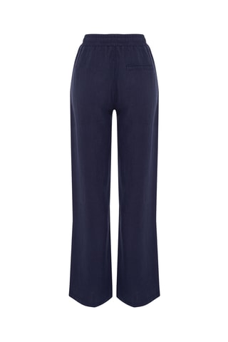 Pantalón wide leg de lino - Azul marino
