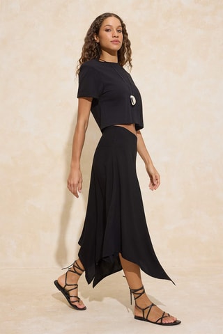 Falda midi - Negro
